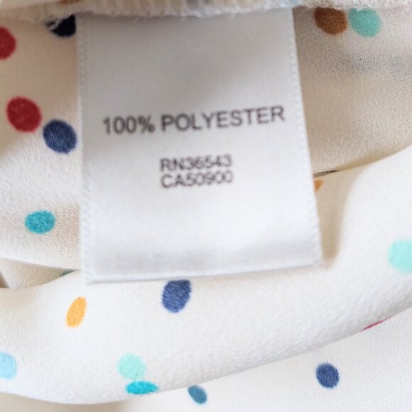 Van Heusen Size Small Short Sleeve V Neck Polka Dot Blouse - Picture 10 of 11